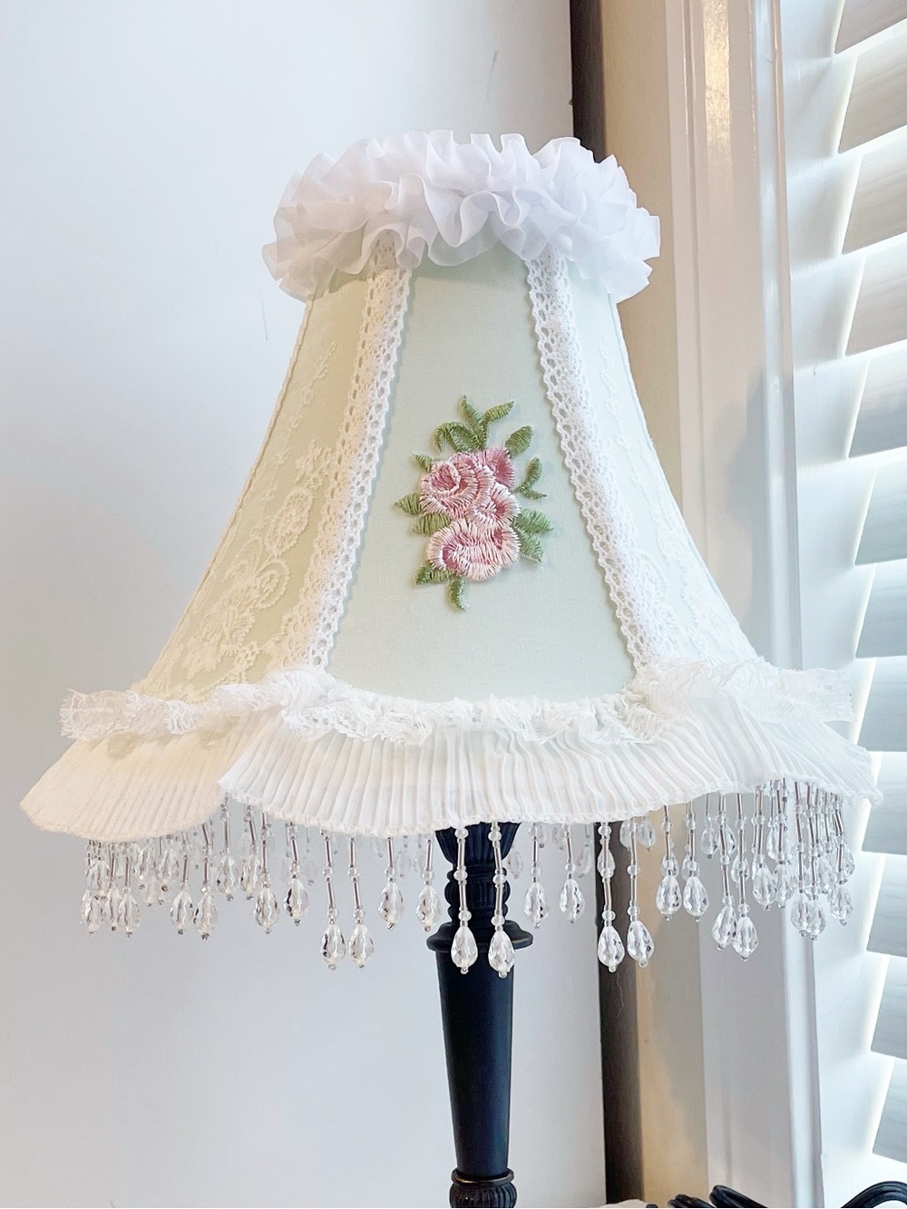 One Of A Kind Coquette Style White And Mint Lampshade